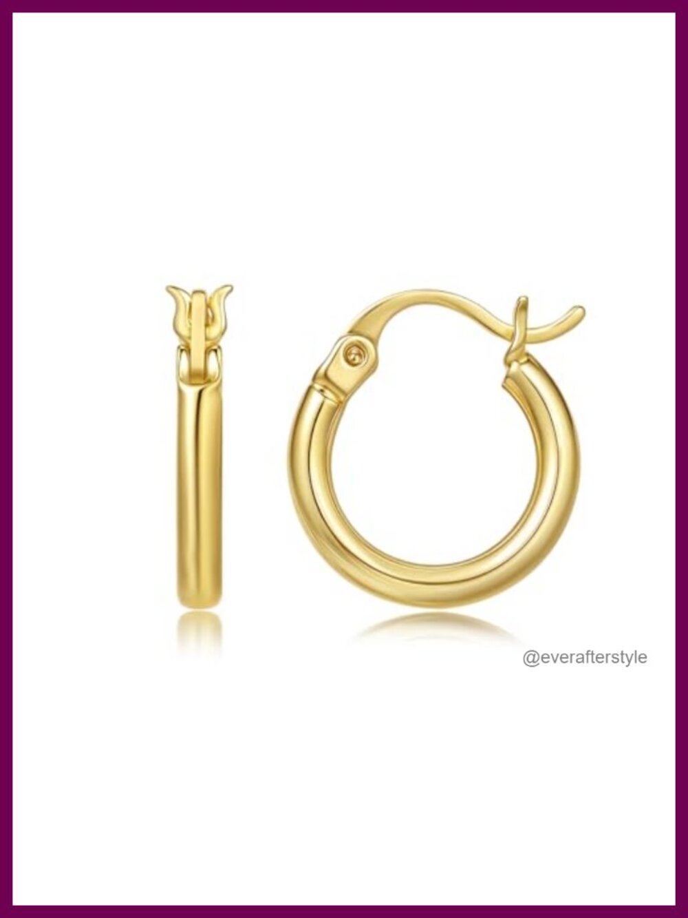14k Yellow Gold Hoop Earrings for Women Real Gold Classic Polished Round Hoops